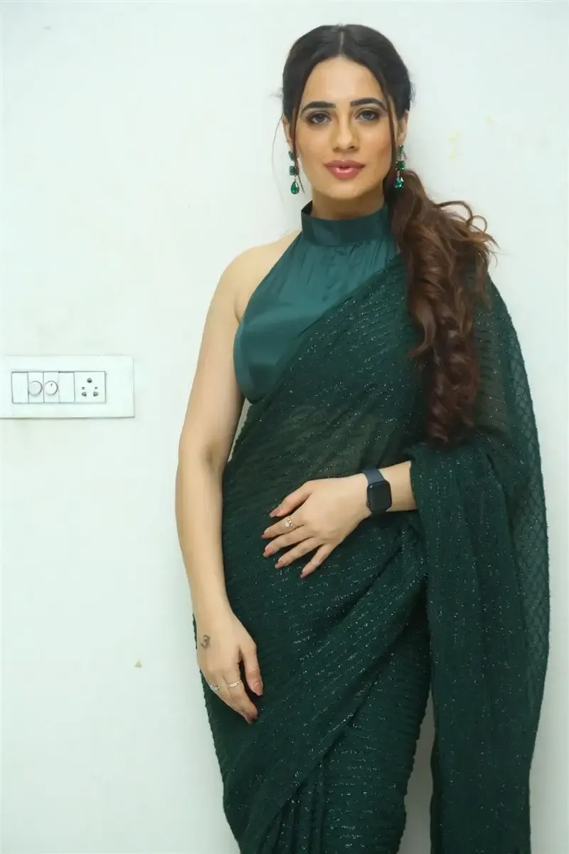 TOLLYWOOD ACTRESS PRIYANKA REWRI IN GREEN SAREE AT PREMA DESHAPU YUVARANI MOVIE 3